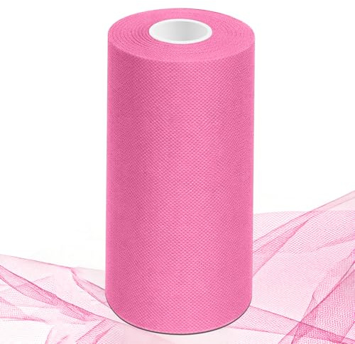 Rotolo di tulle 30 cm × 91,4 m, tessuto in tulle a maglia fine per matrimoni e feste, decorazione da tavolo, tutù, gonne, fai da te, confezioni regalo e artigianato (rosa)