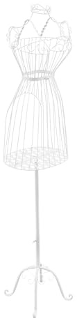 Schneiderpuppe | Schaufensterpuppe | Schaufensterpuppe Damen |Kleiderständer für Damenmode | Höhenverstellbar (58 Zoll) | Weißer Metall-Ständer mit 4 Standfüßen | Für Bademode & Dessous