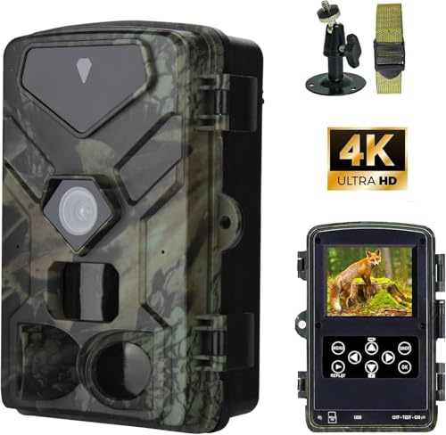RecorCam Wildkamera 50MP 4K, Wildtierkamera mit Nachtsicht Bewegungsmelder Weitwinkel 120°, 850nm IR LEDs Nachtsichtkamera, Jagdkamera, Speicherkarte Nicht im Lieferumfang Enthalten