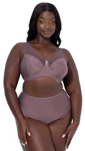 Ulla Popken Damen große Größen Übergrößen Plus Size Entlastungs-BH, Strassanhänger, ohne Bügel Erde 130G 658495345-130G