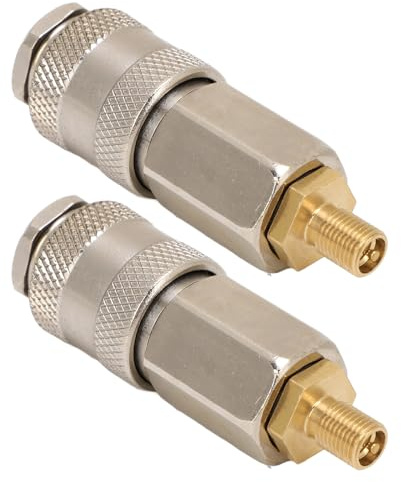Cosiki Tragbare Hochleistungs-Luftkompressor-Adapter aus Stahl für Reifenfüller, 2er-Pack Schnellkupplung mit Außengewinde auf US-Ventil für Elektrische Füllgeräte und Pneumatische Werkzeuge, Stahl