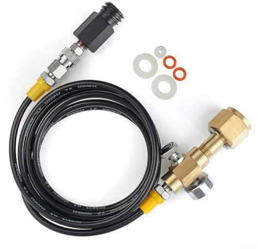 CGA320 Quick Connect - Tubo adattatore di ricarica per macchine SodaStream - Kit di riempimento e ricarica microbore ad alta pressione DN3 da 6 mm (630 bar/9000 psi) costruzione rame-alluminio