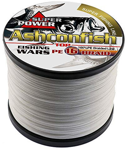 Ashconfish Braided Fishing Line -16 Strands Hollow Core Fishing Wire 100M/109Yards 400LB White