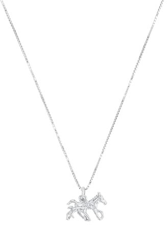 Amor Kette mit Anhänger 925 Sterling Silber Mädchen Kinder Halsschmuck, 35+3 cm, Silber, Pferd, Kommt in Schmuck Geschenk Box, 2021281