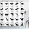ABAKUHAUS Dinosaurier Duschvorhang, Evolution der Tierwelt, Stoffliches Gewebe Badezimmerdekorationsset mit Haken, 175 x 200 cm, Weiß Schwarz