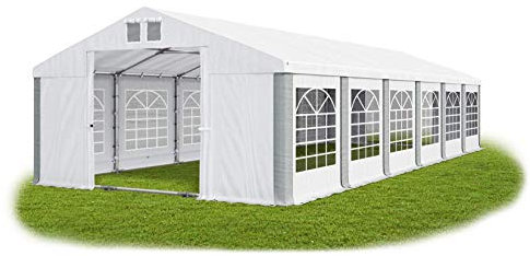 Das Company Partyzelt 6x12m wasserdicht weiß-grau Zelt 560g/m² PVC Plane Hochwertigeszelt Gartenzelt Summer SD