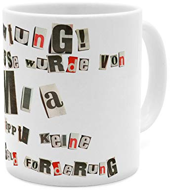printplanet Tasse mit Namen Mia - Motiv Ausgeschnittene Buchstaben - Namenstasse, Kaffeebecher, Mug, Becher, Kaffeetasse - Farbe Weiß