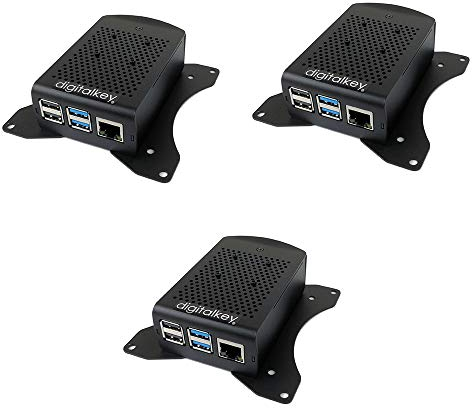 Digitalkey Case Alloy para Raspberry Pi 4 – Carcasa de aluminio con soportes VESA 100 x 100 con ventilador y juego disipadores (3 unidades)