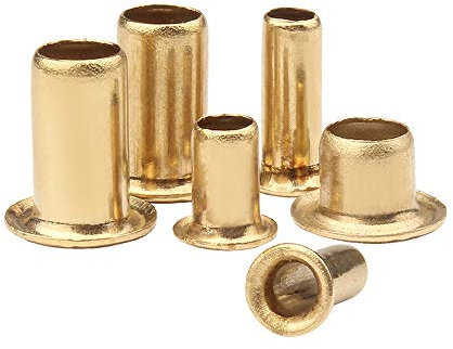 YINSONG 250pcs M3 Metric Metal Hollow Eyelets Rivets - Through Hole Copper Brass Plated Install Tool Set,M3x7mm,Gold