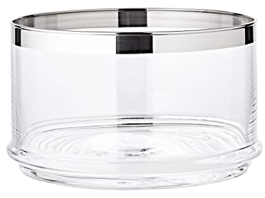 EDZARD Glasdose Bonbonglas Vigo, mundgeblasenes Kristallglas mit Platinrand, Höhe 12 cm, Durchmesser außen 19 cm, Durchmesser innen 17 cm, Servierschüssel, Vorratsglas, Deko Schale