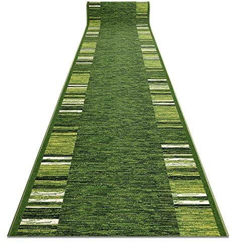 rugsx Antirutsch Teppichläufer Adagio grün - moderner Kurzflor für Küche, Flur & Wohnzimmer, Meterware, 100x620 cm