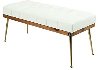 EMRA WOOD M-DEKO LPP-108 Loft Sitzbank Flurbank Gesteppt Gestell aus Holz Bezug Kunstleder weiß nach Maß (Höhe 50cm Tiefe 40cm, 118)