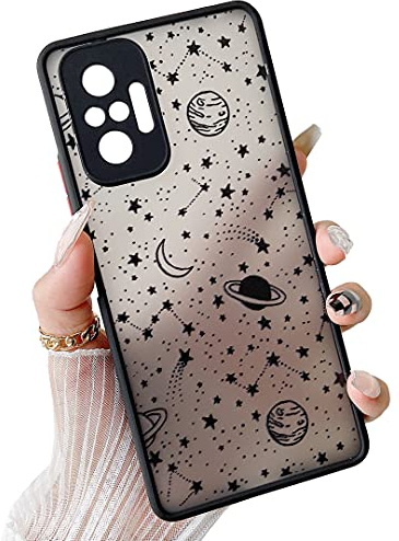 ZTOFERA Kompatibel mit Xiaomi Redmi Note 10 Pro (6.67), Planet Stern Universum Muster Schutzhülle Matt Harte PC Rückseite Hülle mit Silikon Bumper Cover Handyhülle für Redmi Note 10 Pro, Schwarz Sky