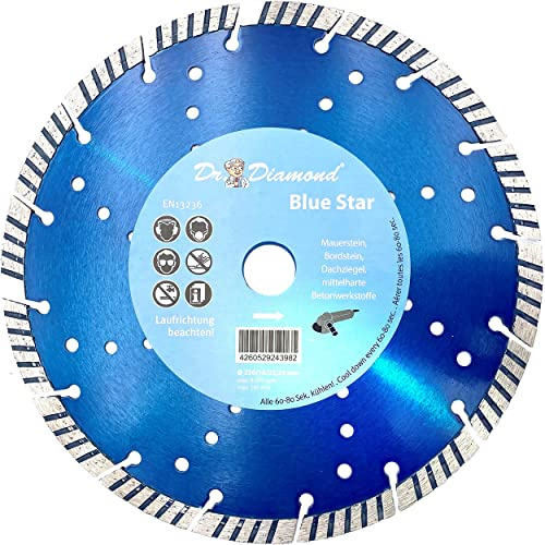 DR. DIAMOND | Diamanttrennscheibe Blue Star für Beton, Stein und Dachziegel, mit Turbosegment |
