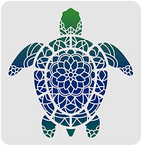 FINGERINSPIRE Schildkröten-Schablonen zum Zeichnen und Malen, 30 x 30 cm, Kunststoff-Schablonen, Dekoration, quadratisch, wiederverwendbar, zum Malen auf Holz, Boden, Wand und Stoff