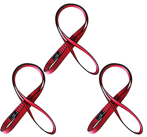 Nylon Kletterschlinge, 18mm Nylon Sling Runner für Klettern, Schaukeln, Baumarbeiten, Outdoor-Aktivitäten (60 cm, Rot (3 Stück))