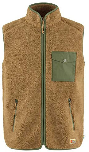 Fjallraven 87073-232-625 Vardag Pile Fleece Vest M Maglia Lunga Uomo Buckwheat Brown-Laurel Green Taglia S