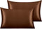 NTBAY Silk Satin Pillowcases - Satin Pillowcase for Hair and Skin, Pillow Cases 2 Pack with Envelope Closure, 50x75 cm, Dark Brown