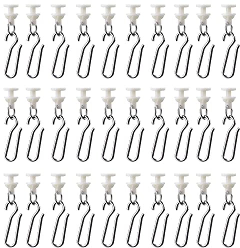 CONNECTION 60 Stücke Gardinenhaken Gleiter Curtain Hooks Gardinenröllchenv mit 30 Stücke Haken und 30 Stücke Gleitende für Schiene Curtain Hooks Duschvorhänge Türvorhang (Beige)