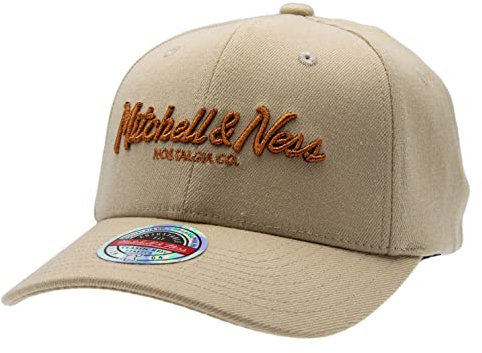 Mitchell & Ness Curved Classic Red Snapback - Metallic Pinscript - Khaki/Copper, OneSize