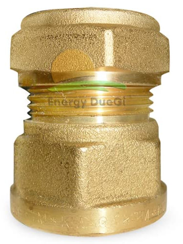 Racor recto de compresión, tuerca y ojiva para tubo de cobre, de bateo plano 22 x 3/4 F