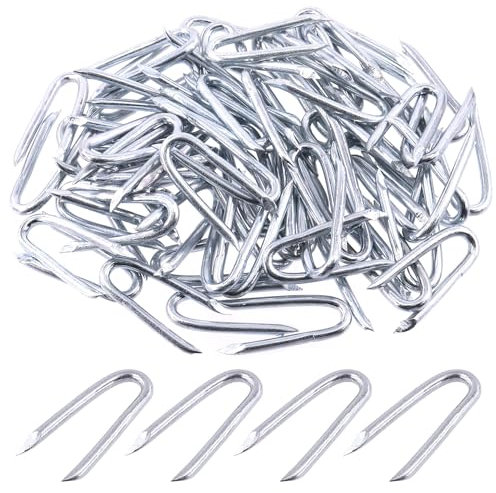 Keadic 200Pcs 40mm Length Steel Wire Fencing Staples, Galvanized U-Shaped Fasteners Nails for Wire Mesh and Woven Fencing
