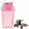 400ml Protein Shaker Bottle, Protein Shake Mixer, Shaker Cups Portable Pre Workout with Wire Mixball Blender Perfect for Mixing Powdered Shakes, Clear, BPA Free and DEHP-free, Dishwasher Safe (Pink)