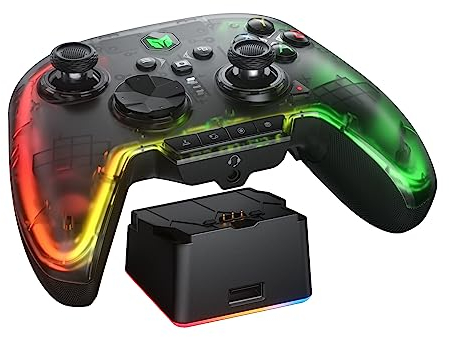 Controlador inalámbrico, BIGBIG WON Rainbow 2 Pro PC Controller Motion Aiming, Hall Effect Trigger, ALPS Joystick, 3.5mm Audio, Gamepads para PC Windows/Android/iOS/Switch Controller con Base de Carga