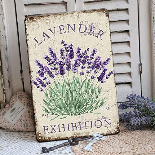 Französisches Landdekor Lavendel Dekor Retro Wanddekoration Blechschilder 30 x 20 cm Lavendel Raumdekor Lila Wanddekoration Metallschild Küche Bar Café Garage Garten Floral Wall Decor