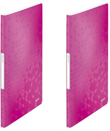 Leitz 46310023 Sichtbuch wow, A4, PP, 20 Hüllen, pink metallic (Packung mit 2)
