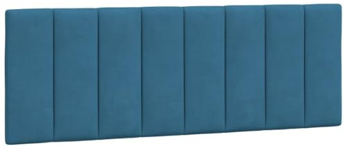 vidaXL Kopfteil Kissen Hanko, Kopfteilkissen mit Linien-Design, Bett Kopfkissen mit Klettverschlüssen auf Rückseite, Kopfteilpolster Kopfpolster, Blau 120cm Samt