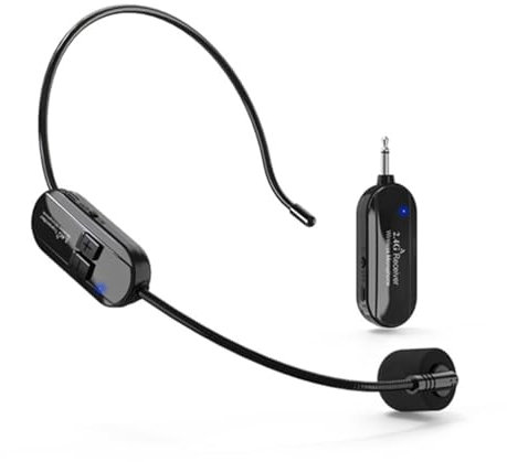XUJAIOLQP UHF Wireless Microphone Headset, Wireless Headset Mic, Working Time 6H, 165 ft Range Mic for Voice Amplifier, Tour Guide, Teaching, Fitness, PA System