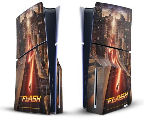 Head Case Designs Offizielle The Flash TV Series Barry Poster Vinyl Haut Gaming Aufkleber kompatibel mit Sony PlayStation 5 PS5 Slim Disc Edition Console