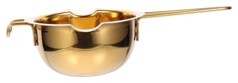 ANSNOW Bowl Arabic Briki Coffee Pot Candy Melting Pot Steel Saucepan Milk Heating Pots Mini Double Steamer Double Boiler Pot Coffee Heater Kitchen Tool Stainless Steel Pot Chocolate/Gold/24.5*14*6Cm