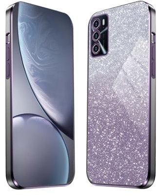 HAOYE Hülle für Oppo A16 / A54 / A16s, Galvanikrahmen Ultradünn TPU Handyhülle mit Glänzend Aufkleber, Silikon Schock-Absorption Schutzhülle. Lila