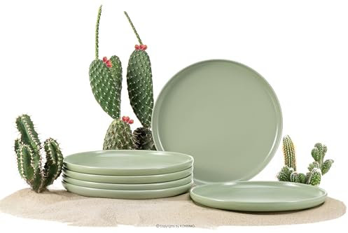 Konsimo. Frühstücksteller für 6 Personen - Dessertteller aus Keramik - Set Kuchenteller 6er - VICTO Moderne Kleine Teller - 20 cm - Grün