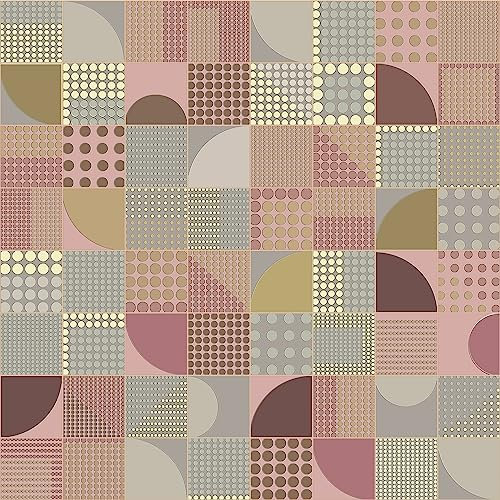 VEELIKE Papier Peint Geometrique Rose Gris Papier Peint Géométrique Abstrait Papier Peint Adhesif 44.5cm×300cm Papiers Peints Graphique Vintage Stickers Meubles Deco Decoratif Salle de Bain Chambre