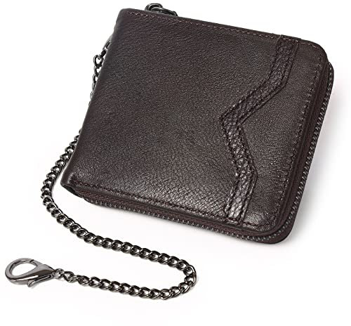 GOIACII Geldbörse Herren Muti-Functional RFID Schutz Reißverschluss Kurzer Echtem Leder Geldbeutel mit 9 kartenetui, 1 Münzfach, 2 Banknotenfächern und 1 ID-Fenster Portmonee