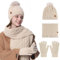 Mütze, Schal Und Handschuh-Set Für Damen - 3 In 1 Winter Wärmer Mit Touchscreen Handschuhen (Beige)