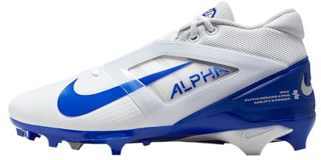 Nike Alpha Menace 4 Pro Football Cleats (White/Hyper Royal/Photon Dust/Hyper Royal), White/Hyper Royal/Photon Dust/Hyper Royal, 13 UK