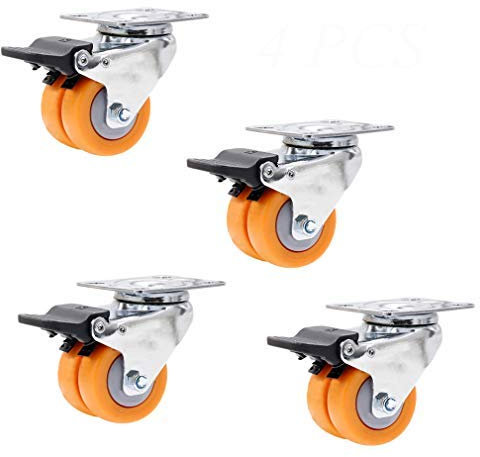 YJKKZQLB Bewegliche Lenkrollen Trolley-Räder Heavy Duty S, Mit Bremsverriegelung Heavy Duty, Trolley-Möbelrolle, Universell 360 Grad drehbar, Zweireihige Rolle, Für Möbel Tisch Trolley Bett Werkbank