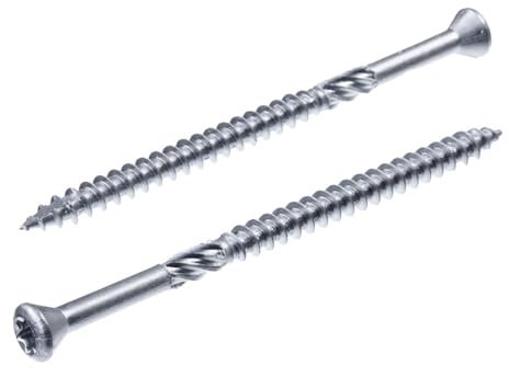 SECCARO Terrassenschraube Zierkopf 5 x 100 mm, Edelstahl A4, Holzschraube mit Cut-Spitze und Schneidkerbe, TX/Innensechsrund, 100 Stück