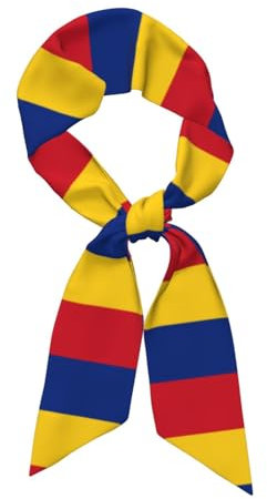 MYGANN Rechteckiger Damenschal, Motiv: Flagge von Rumänien, Seide, Hijab, Schal, Kostüm-Accessoires, Handtaschen-Anhänger, 119 x 7,9 cm, Schwarz , One size