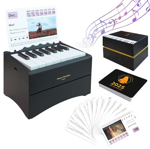 Klavierkalender 2025, Spielbarer Klaviertischkalender 2025, Swift Mini Piano mit 52 Notenpunkten, Mini Piano Kalender 27 Karten, Geschenke für Swift Fans Home Decor - Schwarz