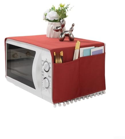 Mantiene tus electrodomésticos limpios, protección multifuncional contra el polvo para microondas con capacidad de almacenamiento (rojo claro)