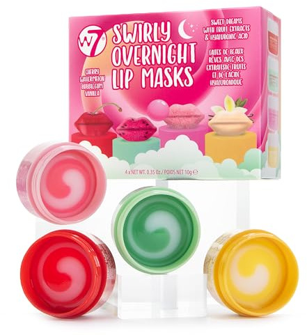 W7 Set regalo maschera notte per labbra Sweet Dreams - Ciliegia, anguria, bubblegum e vaniglia - Trattamento labbra formato mini - Trucchi da regalo