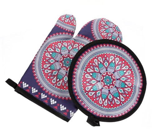 Holibanna Oven Mitts and Pot Holder Set Heat Resistant Non-slip for Baking Cooking Kitchen Hot Pad