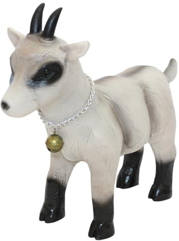 Gartenfigur Ziegenbock stehend - Deko Tierfigur aus Kunststoff, Garten & Innenbereich, Länge 37 cm