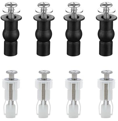 8 PCS Universal Toilet Seat Fittings, Heavy Duty Toilet Seat Fastener Bolt Kit, Toilet Seat Screws, Quick Release Toilet Seat Fixings, for Toilets Wc Blind Hole(Black)