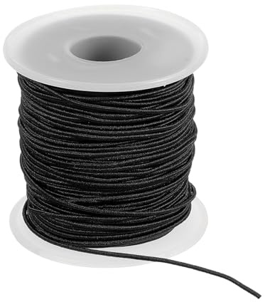 PATIKIL Elastic String for Bracelet 164 Ft/50 Meter Length 1.2 mm Dia, 1 Roll Sturdy Stretchy String Cord for Jewelry Making Necklace Beading Craft DIY, Black